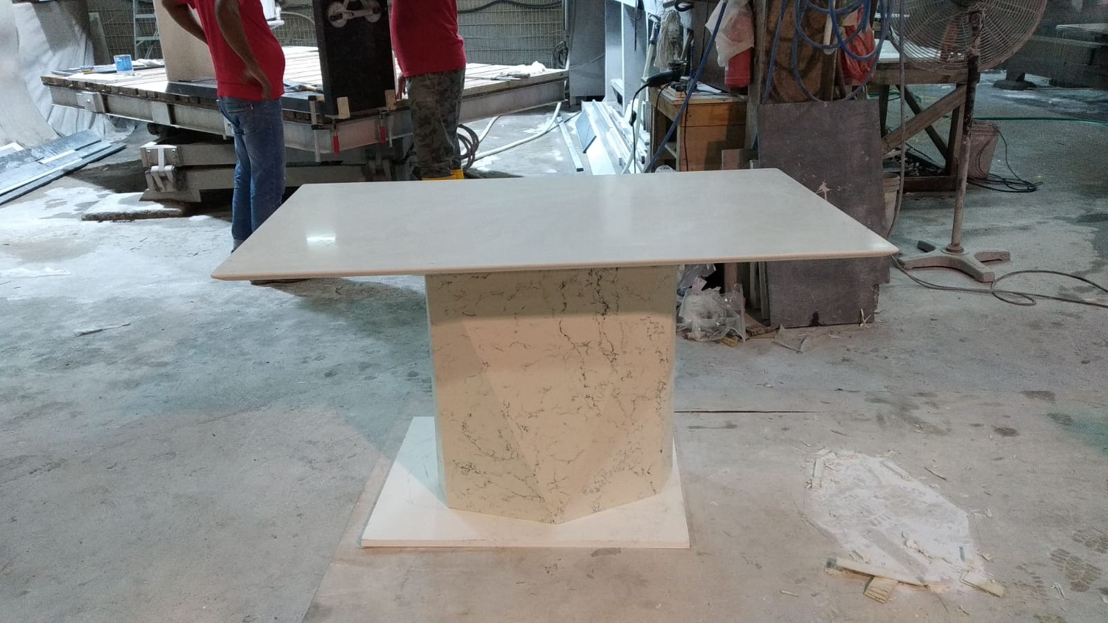 quartz dining table in kitchen